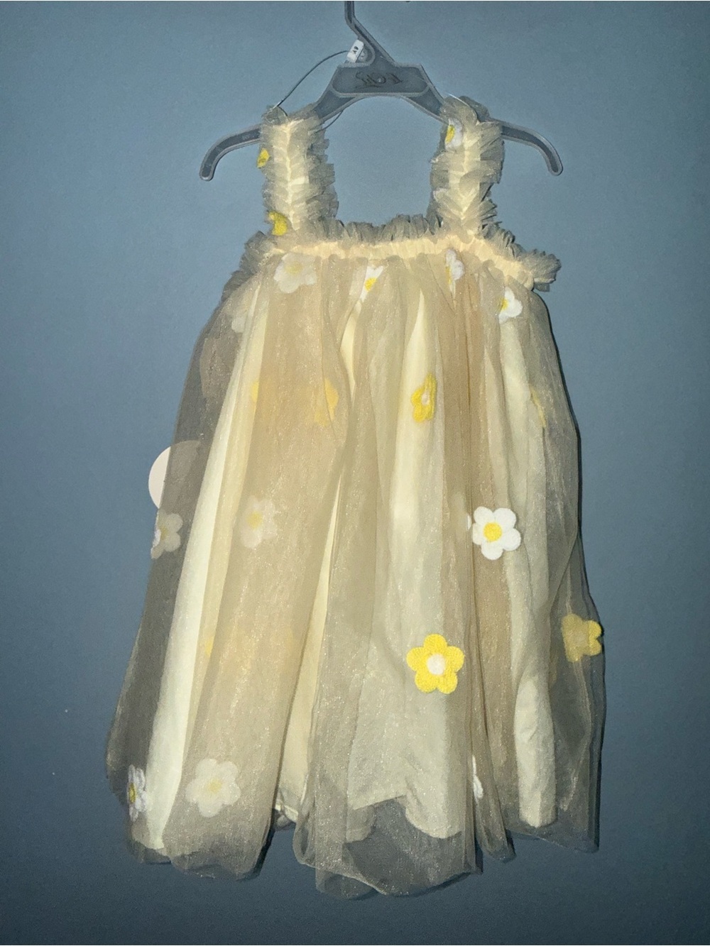 Chic Yellow and White Tulle Flower Girls Casual Dress 🌼